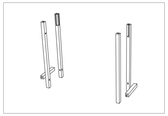 Hallway Console — Legs and rails ready to receive the shelf